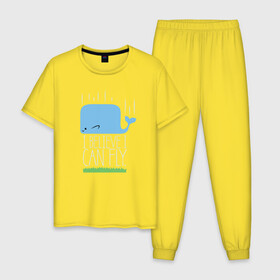 Мужская пижама хлопок с принтом Автостопом в Екатеринбурге, 100% хлопок | брюки и футболка прямого кроя, без карманов, на брюках мягкая резинка на поясе и по низу штанин
 | автостопом по галактике | кит