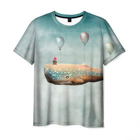 Мужская футболка 3D с принтом Кит в Екатеринбурге, 100% полиэфир | прямой крой, круглый вырез горловины, длина до линии бедер | автостопом по галактике | кит