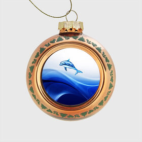 Стеклянный ёлочный шар с принтом Дельфин в Екатеринбурге, Стекло | Диаметр: 80 мм | Тематика изображения на принте: дельфин | море | рыбка