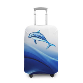 Чехол для чемодана 3D с принтом Дельфин в Екатеринбурге, 86% полиэфир, 14% спандекс | двустороннее нанесение принта, прорези для ручек и колес | дельфин | море | рыбка