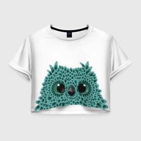 Женская футболка 3D укороченная с принтом Совенок в Екатеринбурге, 100% полиэстер | круглая горловина, длина футболки до линии талии, рукава с отворотами | owl | птица | птицы | сова | совенок
