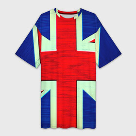 Платье-футболка 3D с принтом Англия в Екатеринбурге,  |  | англия | модные | популярные | прикольные | стена | флаг
