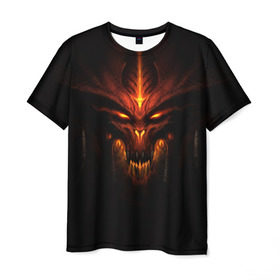 Мужская футболка 3D с принтом Diablo в Екатеринбурге, 100% полиэфир | прямой крой, круглый вырез горловины, длина до линии бедер | diablo | диабло | дьявол | игра