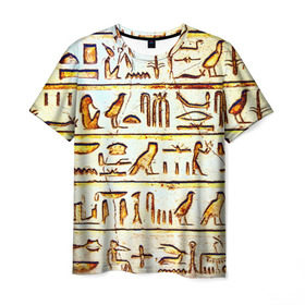 Мужская футболка 3D с принтом Иероглифы в Екатеринбурге, 100% полиэфир | прямой крой, круглый вырез горловины, длина до линии бедер | египет | иероглифы | история | страны | цевилизация