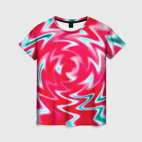 Женская футболка 3D с принтом Разводы красок в Екатеринбурге, 100% полиэфир ( синтетическое хлопкоподобное полотно) | прямой крой, круглый вырез горловины, длина до линии бедер | абстракции | разводы | цветные