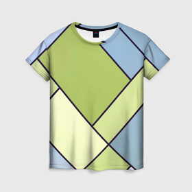 Женская футболка 3D с принтом Геометрия в Екатеринбурге, 100% полиэфир ( синтетическое хлопкоподобное полотно) | прямой крой, круглый вырез горловины, длина до линии бедер | 