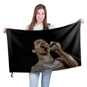 Флаг 3D с принтом Фредди Меркьюри в Екатеринбурге, 100% полиэстер | плотность ткани — 95 г/м2, размер — 67 х 109 см. Принт наносится с одной стороны | freddie mercury | queen. | автор песен | британский | вокалист | певец | рок группа | фредди меркьюри