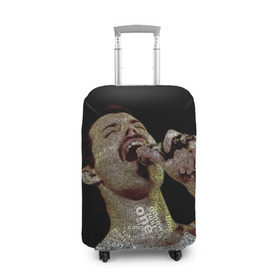 Чехол для чемодана 3D с принтом Фредди Меркьюри в Екатеринбурге, 86% полиэфир, 14% спандекс | двустороннее нанесение принта, прорези для ручек и колес | freddie mercury | queen. | автор песен | британский | вокалист | певец | рок группа | фредди меркьюри
