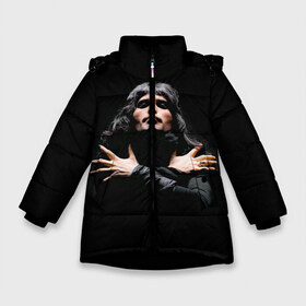 Зимняя куртка для девочек 3D с принтом Фредди Меркьюри в Екатеринбурге, ткань верха — 100% полиэстер; подклад — 100% полиэстер, утеплитель — 100% полиэстер. | длина ниже бедра, удлиненная спинка, воротник стойка и отстегивающийся капюшон. Есть боковые карманы с листочкой на кнопках, утяжки по низу изделия и внутренний карман на молнии. 

Предусмотрены светоотражающий принт на спинке, радужный светоотражающий элемент на пуллере молнии и на резинке для утяжки. | freddie mercury | queen. | автор песен | британский | вокалист | певец | рок группа | фредди меркьюри