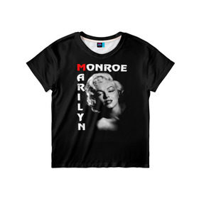Детская футболка 3D с принтом Мерилин Монро в Екатеринбурге, 100% гипоаллергенный полиэфир | прямой крой, круглый вырез горловины, длина до линии бедер, чуть спущенное плечо, ткань немного тянется | Тематика изображения на принте: marilyn monroe | кинозвезда | мерилин монро