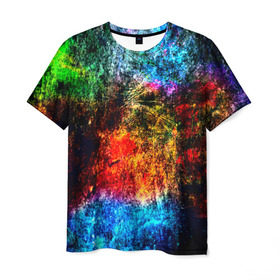 Мужская футболка 3D с принтом Краска в Екатеринбурге, 100% полиэфир | прямой крой, круглый вырез горловины, длина до линии бедер | Тематика изображения на принте: краска | одежда | потертости | прикольные
