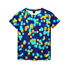 Женская футболка 3D с принтом Пузырьки в Екатеринбурге, 100% полиэфир ( синтетическое хлопкоподобное полотно) | прямой крой, круглый вырез горловины, длина до линии бедер | buble | круги | популярные | прикольные | пузыри | яркие