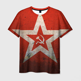 Мужская футболка 3D с принтом Серп и Молот в Екатеринбурге, 100% полиэфир | прямой крой, круглый вырез горловины, длина до линии бедер | 9 мая | звезда | молот | победа | праздник | серп