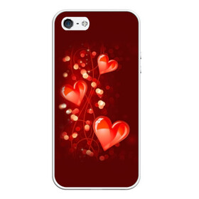 Чехол для iPhone 5/5S матовый с принтом Сердца в Екатеринбурге, Силикон | Область печати: задняя сторона чехла, без боковых панелей | love is | девушкам | любовь | сердца