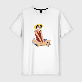 Мужская футболка премиум с принтом One piece: Luffy в Екатеринбурге, 92% хлопок, 8% лайкра | приталенный силуэт, круглый вырез ворота, длина до линии бедра, короткий рукав | 