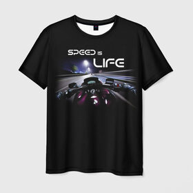 Мужская футболка 3D с принтом Speed is life в Екатеринбурге, 100% полиэфир | прямой крой, круглый вырез горловины, длина до линии бедер | speed | байк | байкер | мотоцикл | скорость