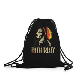 Рюкзак-мешок 3D с принтом Bob Marley в Екатеринбурге, 100% полиэстер | плотность ткани — 200 г/м2, размер — 35 х 45 см; лямки — толстые шнурки, застежка на шнуровке, без карманов и подкладки | bob marley | боб марли | музыка | регги | ямайка