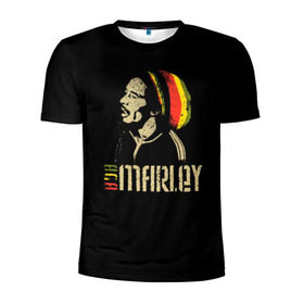 Мужская футболка 3D спортивная с принтом Bob Marley в Екатеринбурге, 100% полиэстер с улучшенными характеристиками | приталенный силуэт, круглая горловина, широкие плечи, сужается к линии бедра | Тематика изображения на принте: bob marley | боб марли | музыка | регги | ямайка