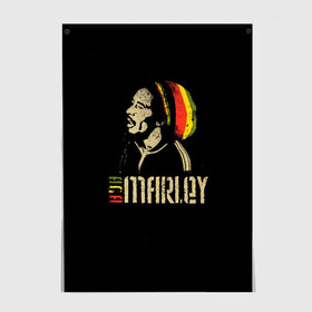 Постер с принтом Bob Marley в Екатеринбурге, 100% бумага
 | бумага, плотность 150 мг. Матовая, но за счет высокого коэффициента гладкости имеет небольшой блеск и дает на свету блики, но в отличии от глянцевой бумаги не покрыта лаком | bob marley | боб марли | музыка | регги | ямайка