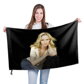 Флаг 3D с принтом Ума Турман в Екатеринбурге, 100% полиэстер | плотность ткани — 95 г/м2, размер — 67 х 109 см. Принт наносится с одной стороны | uma karuna thurman | актриса | американская | ума каруна турман