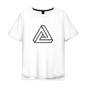 Мужская футболка хлопок Oversize с принтом Невозможный треугольник в Екатеринбурге, 100% хлопок | свободный крой, круглый ворот, “спинка” длиннее передней части | оптическая иллюзия