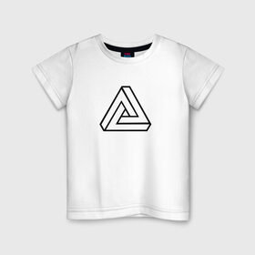 Детская футболка хлопок с принтом Невозможный треугольник в Екатеринбурге, 100% хлопок | круглый вырез горловины, полуприлегающий силуэт, длина до линии бедер | оптическая иллюзия