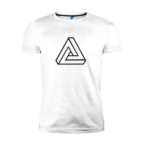 Мужская футболка премиум с принтом Невозможный треугольник в Екатеринбурге, 92% хлопок, 8% лайкра | приталенный силуэт, круглый вырез ворота, длина до линии бедра, короткий рукав | Тематика изображения на принте: оптическая иллюзия