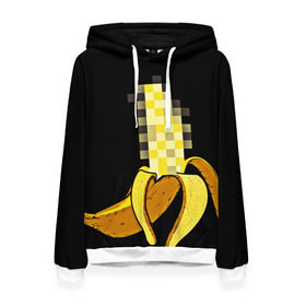 Женская толстовка 3D с принтом Банан 18+ в Екатеринбурге, 100% полиэстер  | двухслойный капюшон со шнурком для регулировки, мягкие манжеты на рукавах и по низу толстовки, спереди карман-кенгуру с мягким внутренним слоем. | банан | большой банан | ххх