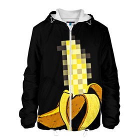 Мужская куртка 3D с принтом Банан 18+ в Екатеринбурге, ткань верха — 100% полиэстер, подклад — флис | прямой крой, подол и капюшон оформлены резинкой с фиксаторами, два кармана без застежек по бокам, один большой потайной карман на груди. Карман на груди застегивается на липучку | банан | большой банан | ххх