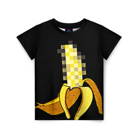 Детская футболка 3D с принтом Банан 18+ в Екатеринбурге, 100% гипоаллергенный полиэфир | прямой крой, круглый вырез горловины, длина до линии бедер, чуть спущенное плечо, ткань немного тянется | банан | большой банан | ххх