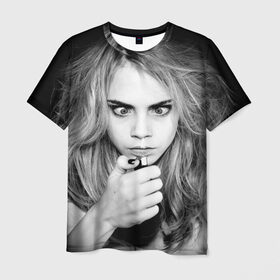 Мужская футболка 3D с принтом Кара Делевинь в Екатеринбурге, 100% полиэфир | прямой крой, круглый вырез горловины, длина до линии бедер | cara delevingne | актриса | британская | кара делевинь | топ модель