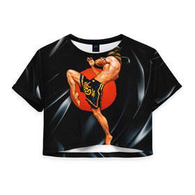 Женская футболка 3D укороченная с принтом Muay thai 4 в Екатеринбурге, 100% полиэстер | круглая горловина, длина футболки до линии талии, рукава с отворотами | muay thai