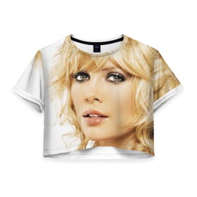 Женская футболка 3D укороченная с принтом Шарлиз Терон в Екатеринбурге, 100% полиэстер | круглая горловина, длина футболки до линии талии, рукава с отворотами | charlize theron | американская | киноактриса | модель | шарлиз терон