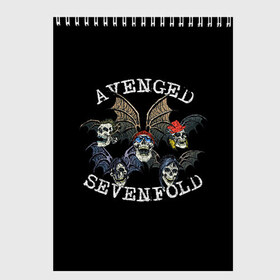 Скетчбук с принтом Avenged Sevenfold в Екатеринбурге, 100% бумага
 | 48 листов, плотность листов — 100 г/м2, плотность картонной обложки — 250 г/м2. Листы скреплены сверху удобной пружинной спиралью | avenged sevenfold