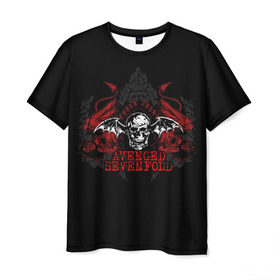 Мужская футболка 3D с принтом Avenged Sevenfold в Екатеринбурге, 100% полиэфир | прямой крой, круглый вырез горловины, длина до линии бедер | Тематика изображения на принте: avenged sevenfold