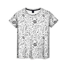 Женская футболка 3D с принтом Цветочки-травушки в Екатеринбурге, 100% полиэфир ( синтетическое хлопкоподобное полотно) | прямой крой, круглый вырез горловины, длина до линии бедер | листья | природа | ромашки | цветы