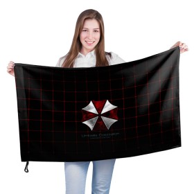 Флаг 3D с принтом Umbrella Corporation - 2 в Екатеринбурге, 100% полиэстер | плотность ткани — 95 г/м2, размер — 67 х 109 см. Принт наносится с одной стороны | resident evil | зомби