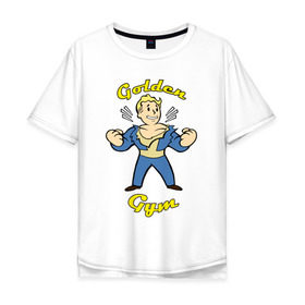 Мужская футболка хлопок Oversize с принтом Fallout golden gym в Екатеринбурге, 100% хлопок | свободный крой, круглый ворот, “спинка” длиннее передней части | Тематика изображения на принте: 
