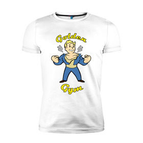 Мужская футболка премиум с принтом Fallout golden gym в Екатеринбурге, 92% хлопок, 8% лайкра | приталенный силуэт, круглый вырез ворота, длина до линии бедра, короткий рукав | Тематика изображения на принте: 