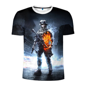 Мужская футболка 3D спортивная с принтом Battlefield в Екатеринбурге, 100% полиэстер с улучшенными характеристиками | приталенный силуэт, круглая горловина, широкие плечи, сужается к линии бедра | 3 | battlefield | батла | игра
