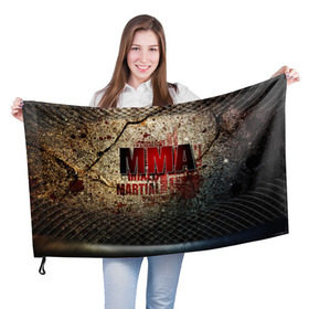 Флаг 3D с принтом MMA в Екатеринбурге, 100% полиэстер | плотность ткани — 95 г/м2, размер — 67 х 109 см. Принт наносится с одной стороны | judo | mma | ufc | борьба | единоборства