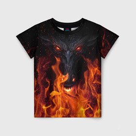 Детская футболка 3D с принтом Devil в Екатеринбурге, 100% гипоаллергенный полиэфир | прямой крой, круглый вырез горловины, длина до линии бедер, чуть спущенное плечо, ткань немного тянется | devil | дьявол | монстр | огонь | ужас