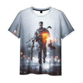 Мужская футболка 3D с принтом Battlefield в Екатеринбурге, 100% полиэфир | прямой крой, круглый вырез горловины, длина до линии бедер | battlefield | батла | боец | воин | игра | солдат