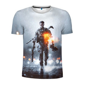Мужская футболка 3D спортивная с принтом Battlefield в Екатеринбурге, 100% полиэстер с улучшенными характеристиками | приталенный силуэт, круглая горловина, широкие плечи, сужается к линии бедра | battlefield | батла | боец | воин | игра | солдат