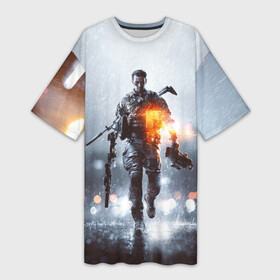 Платье-футболка 3D с принтом Battlefield в Екатеринбурге,  |  | battlefield | батла | боец | воин | игра | солдат
