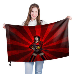 Флаг 3D с принтом Red alert в Екатеринбурге, 100% полиэстер | плотность ткани — 95 г/м2, размер — 67 х 109 см. Принт наносится с одной стороны | девушка | оружие | снайпер | ссср