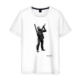 Мужская футболка хлопок с принтом Инженер 2 в Екатеринбурге, 100% хлопок | прямой крой, круглый вырез горловины, длина до линии бедер, слегка спущенное плечо. | battlefield | engineer | батлфилд | инженер | солдат