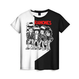 Женская футболка 3D с принтом Ramones 1 в Екатеринбурге, 100% полиэфир ( синтетическое хлопкоподобное полотно) | прямой крой, круглый вырез горловины, длина до линии бедер | joey ramone | punk | джоуи рамон | панк | рамонез | рамонес