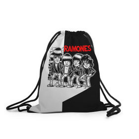 Рюкзак-мешок 3D с принтом Ramones 1 в Екатеринбурге, 100% полиэстер | плотность ткани — 200 г/м2, размер — 35 х 45 см; лямки — толстые шнурки, застежка на шнуровке, без карманов и подкладки | joey ramone | punk | джоуи рамон | панк | рамонез | рамонес