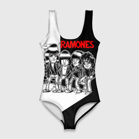 Купальник-боди 3D с принтом Ramones 1 в Екатеринбурге, 82% полиэстер, 18% эластан | Круглая горловина, круглый вырез на спине | joey ramone | punk | джоуи рамон | панк | рамонез | рамонес